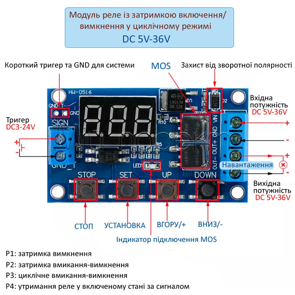 Программируемое реле времени на MOSFET транзисторах XY-J02