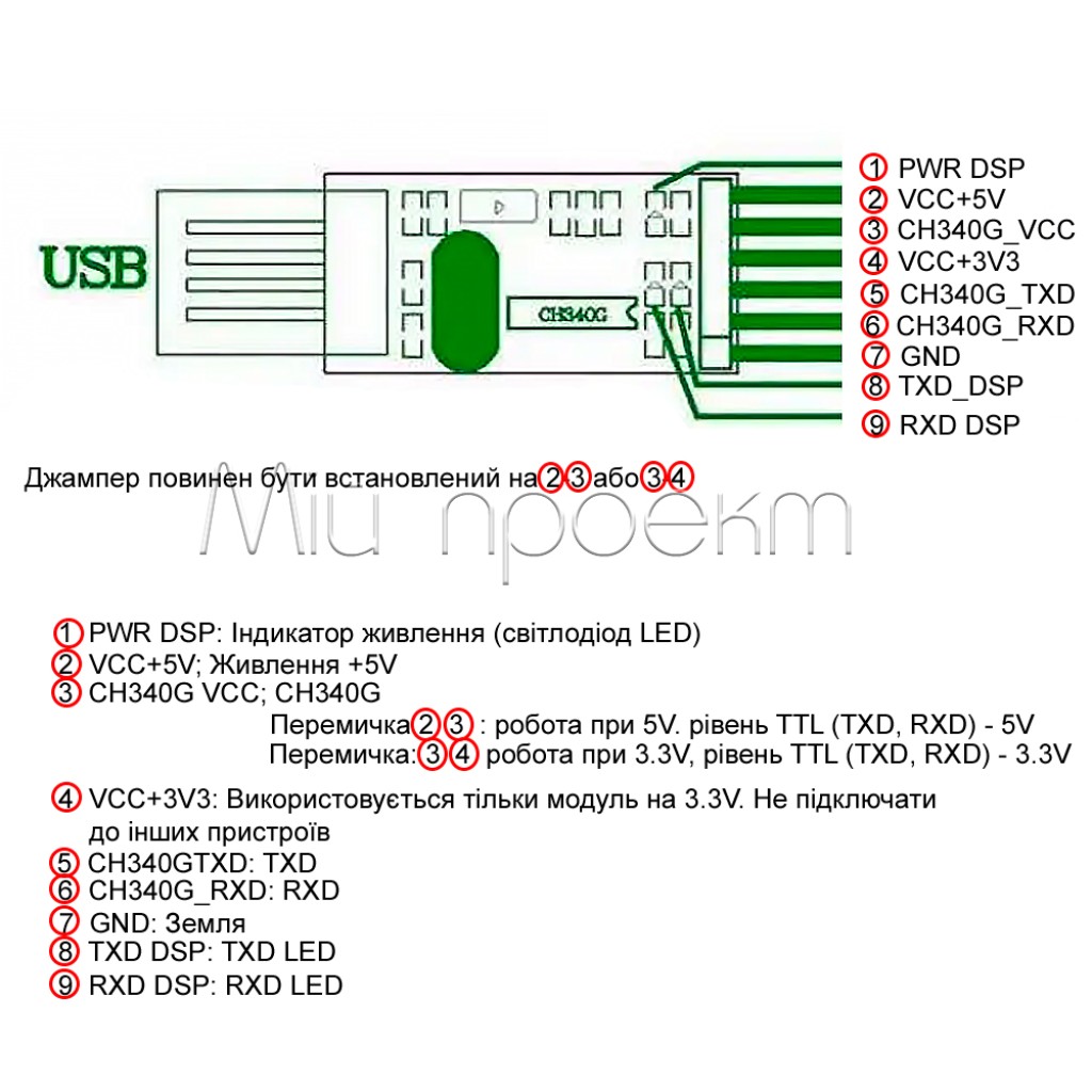 Програматор USB to TTL UART CH340