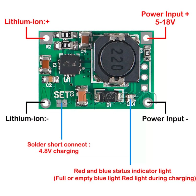 TP5100 контролер заряду 1S(4.2V) / 2S(8.4V) Li-Ion акумуляторів