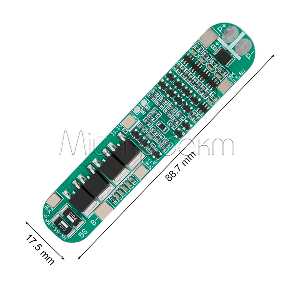 BMS 5S Модуль защиты 5-х элементов 18650 20A