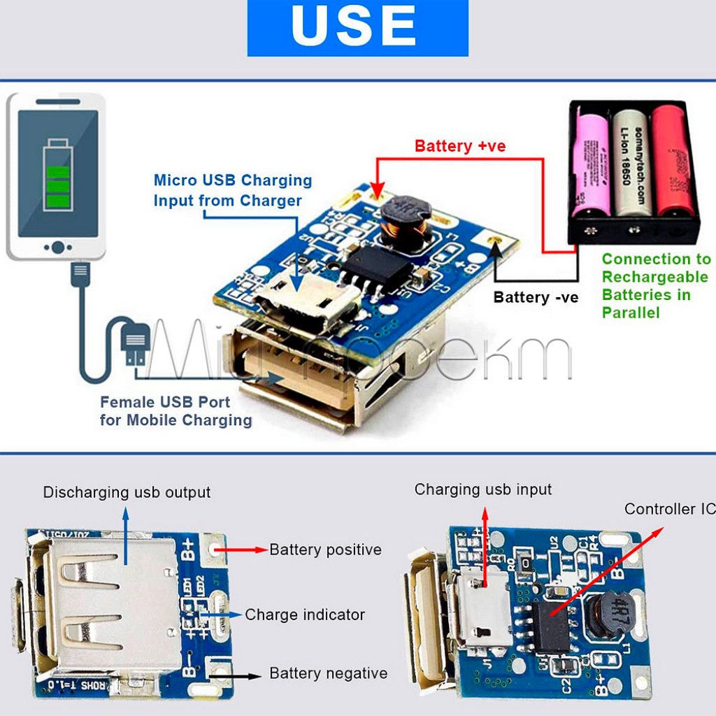 134N3P✨Контроллер заряда Li-ion аккумуляторов (powerbank) с Micro-USB / Type-C