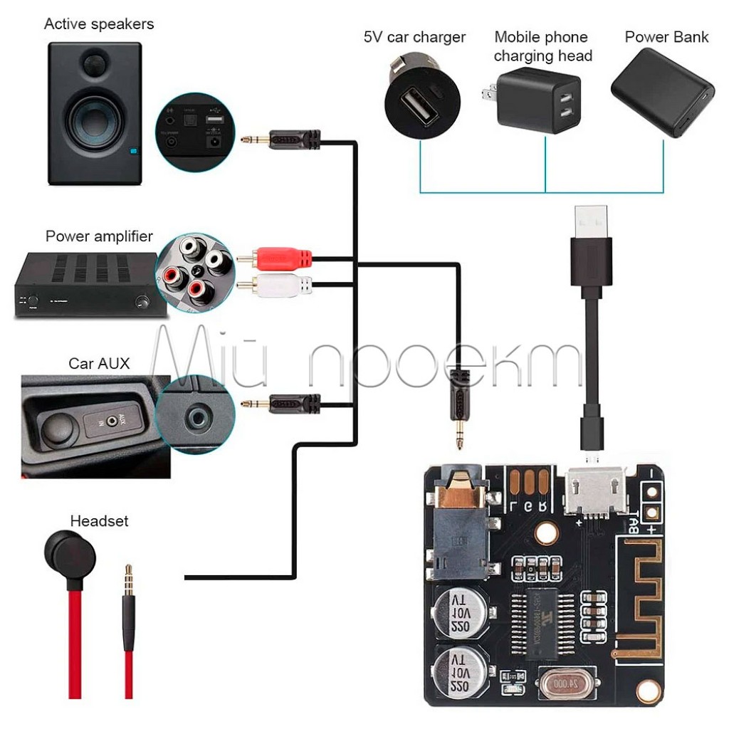 Bluetooth 5.0 стерео аудио модуль XY-BT-Mini VHM-314 (разъем Micro-USB, Type-C)