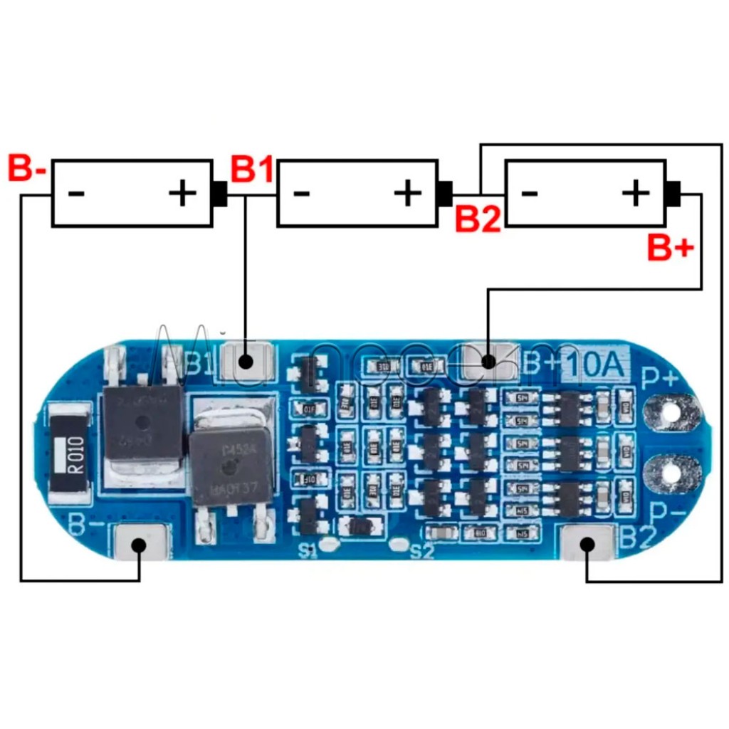 HX-3S-FL10A BMS контроллер заряда розряда (12.6V 10A) овал
