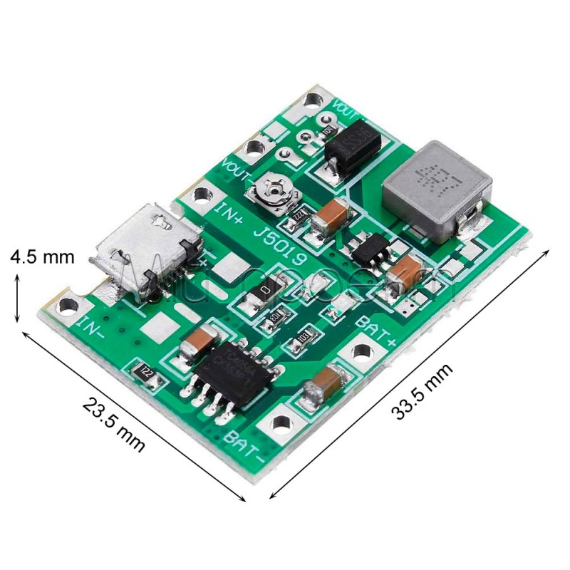 J5019 Підвищуючий перетворювач з модулем заряду li-ion акумулятора