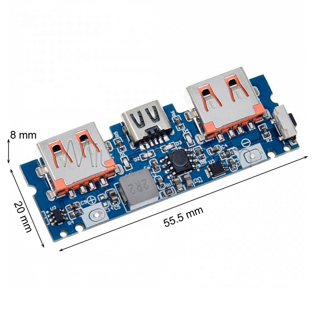 LX-LBU2C✨Плата модуль powerbank 2,4 А type-С (2 usb выхода)