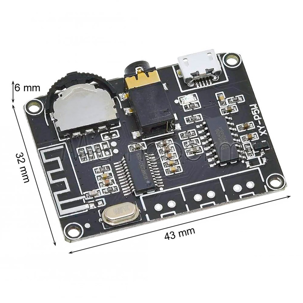 XY-P5W Стерео усилитель с Bluetooth 5.0 (2х5Вт) на PAM8406