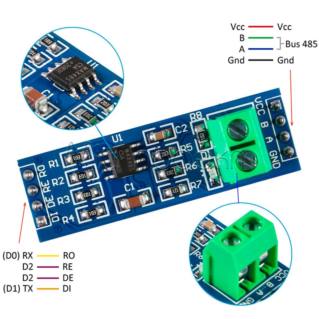 Модуль MAX485 преобразователь TTL to RS-485