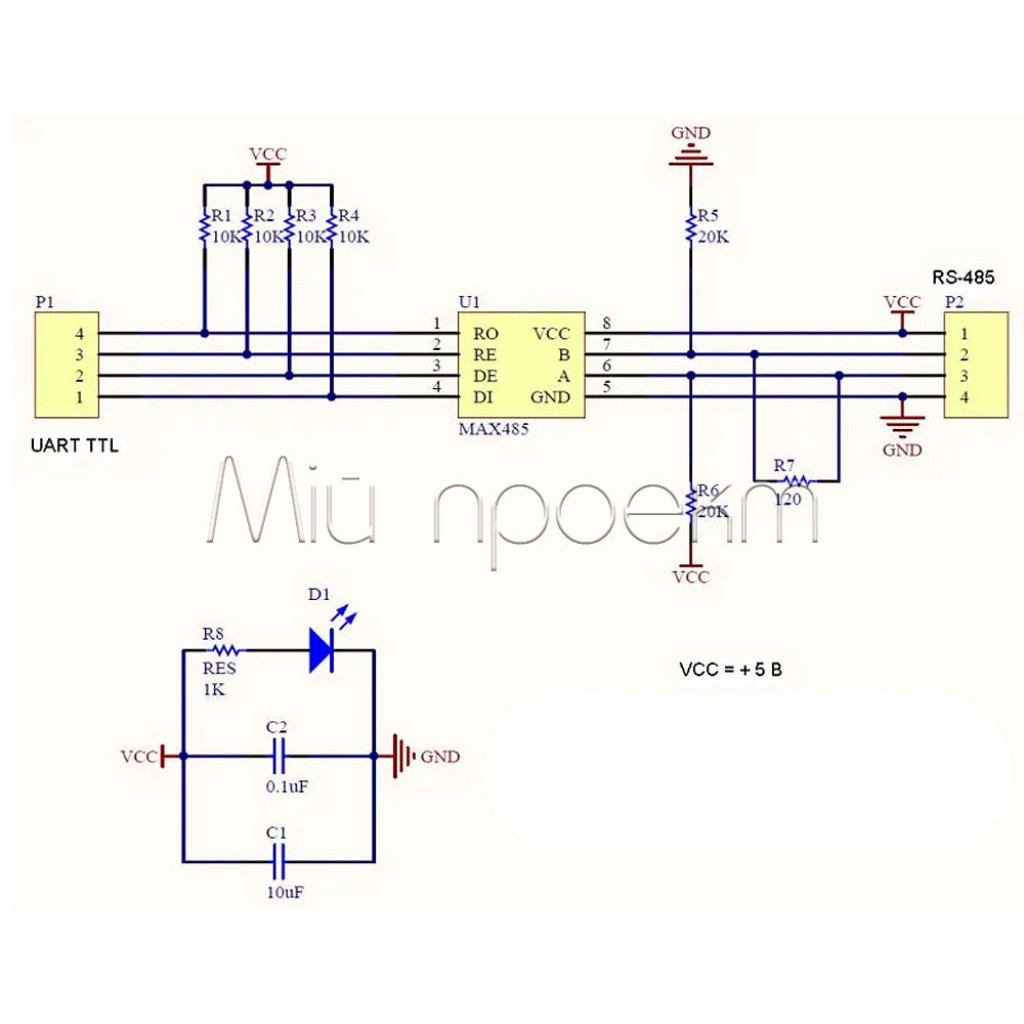 Модуль MAX485 преобразователь TTL to RS-485