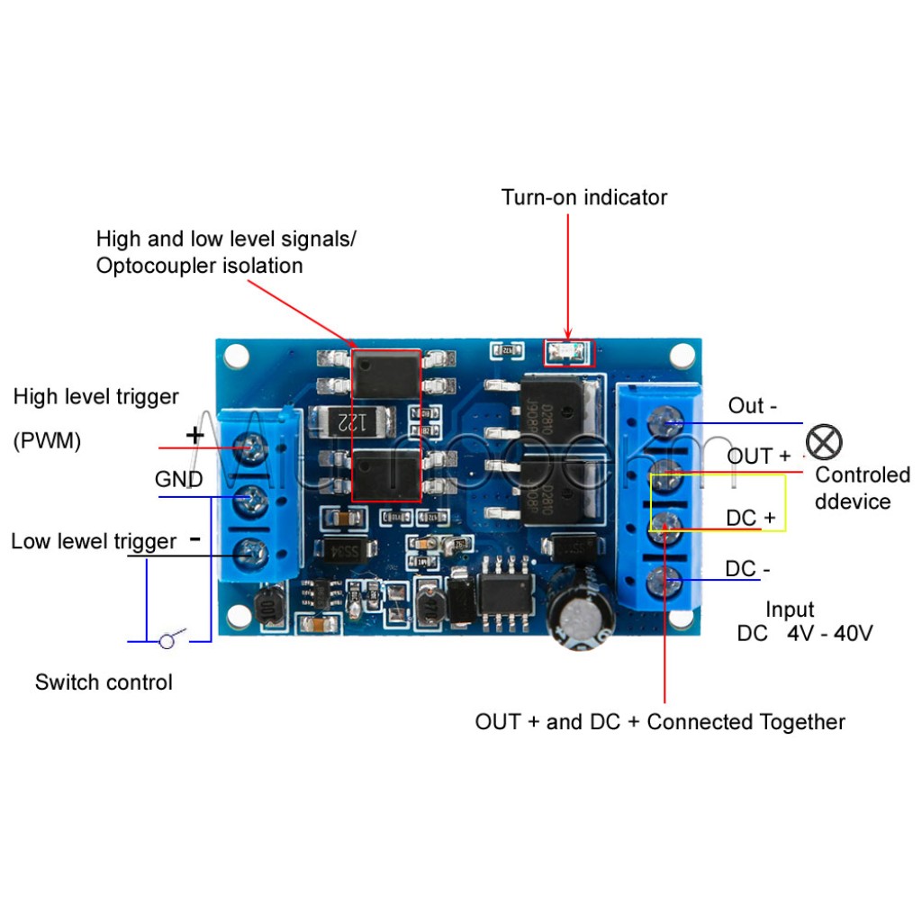 MOSFET Модуль драйвера триггерного переключателя MOS 10A, 600 Вт, ШИМ, электронный ключ