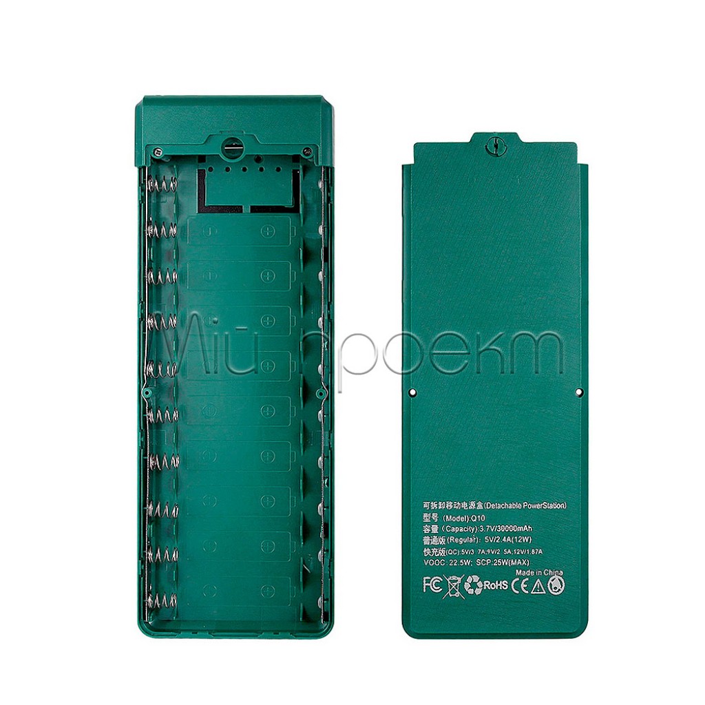 Корпус Power Bank до 10 аккумуляторов 18650 (2хUSB, microUSB, Type-C, 3А, LCD экран, QC 3.0)
