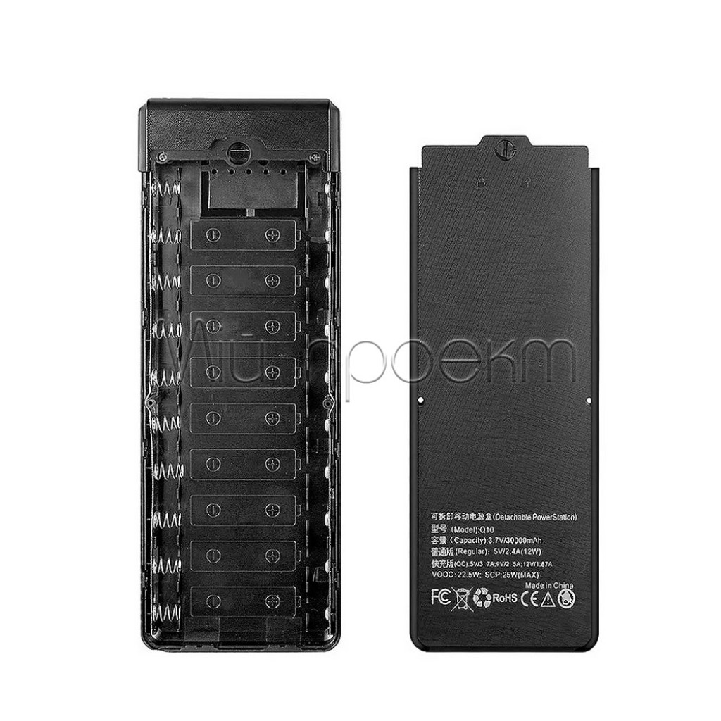 Корпус Power Bank до 10 аккумуляторов 18650 (2хUSB, microUSB, Type-C, 3А, LCD экран, QC 3.0)