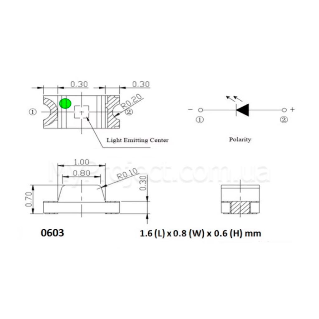 Світлодіод SMD (0402, 0603, 1210) білий
