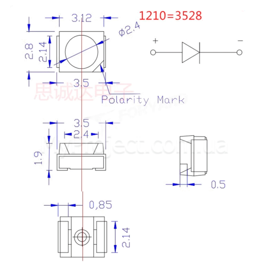 Світлодіод SMD (0402, 0603, 1210) білий