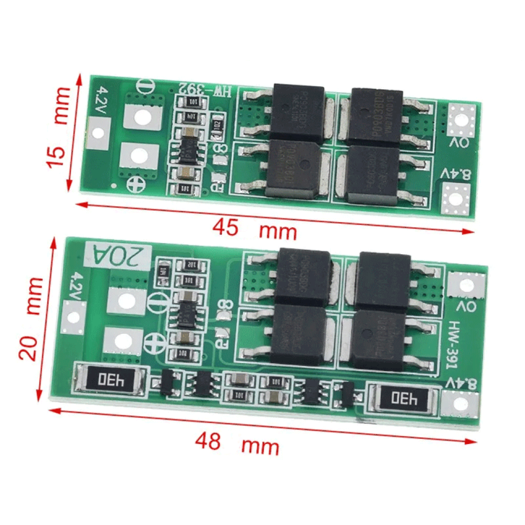 HW-391✨HW-392✨BMS 2S 20A 7,4V (8,4V) плата защиты аккумулятора Li-Ion 18650 (контроллер заряда/разряда) с балансировкой