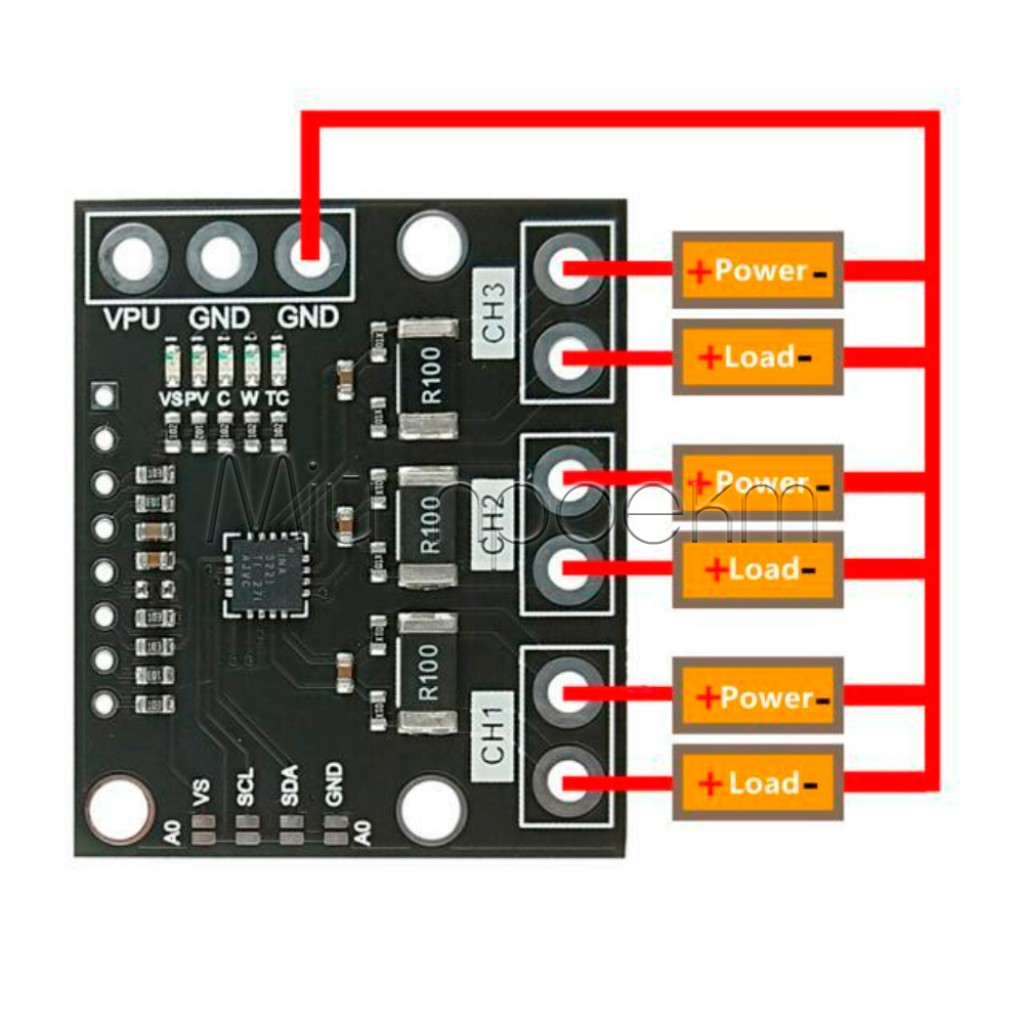 WCMCU3221 - INA3221 - 3-х канальний датчик струму і напруги