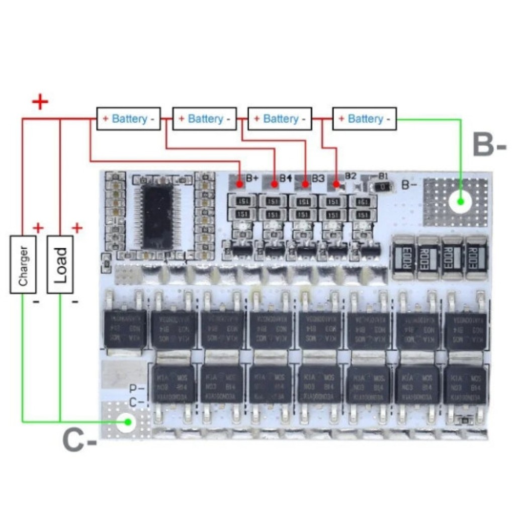 BMS-4S 100A  Контроллер заряда-разряда Li-ion LiFePO4 батарей с балансировкой