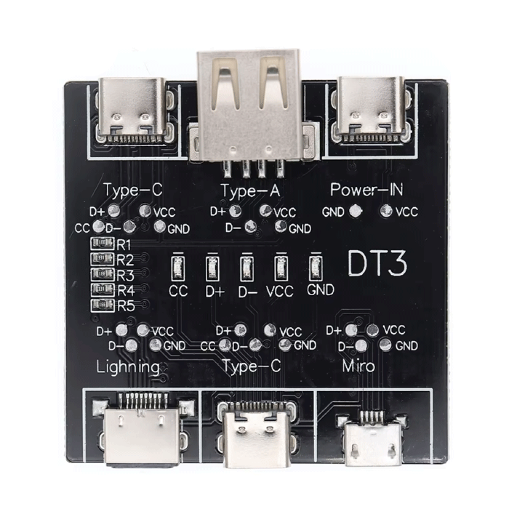 DT3 Тестер проверки кабелей синхронизации и зарядки (micro-USB / Type-C / Lightening)