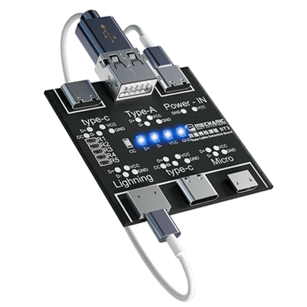 DT3 Тестер проверки кабелей синхронизации и зарядки (micro-USB / Type-C / Lightening)