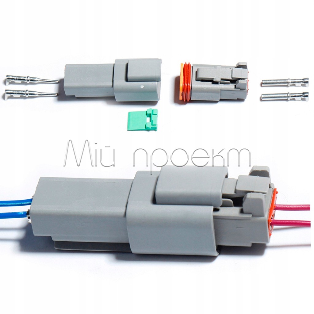 Комплект автомобильных 2-3-4-6pin разъемов Deutsch DT (DT04-2P-3P-4P-6P / DT06-2S-3S-4S-6S) с контактами и уплотнителями