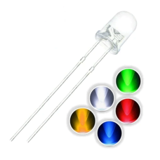 Светодиод F5 5мм цветной 3.3V (прозрачный)