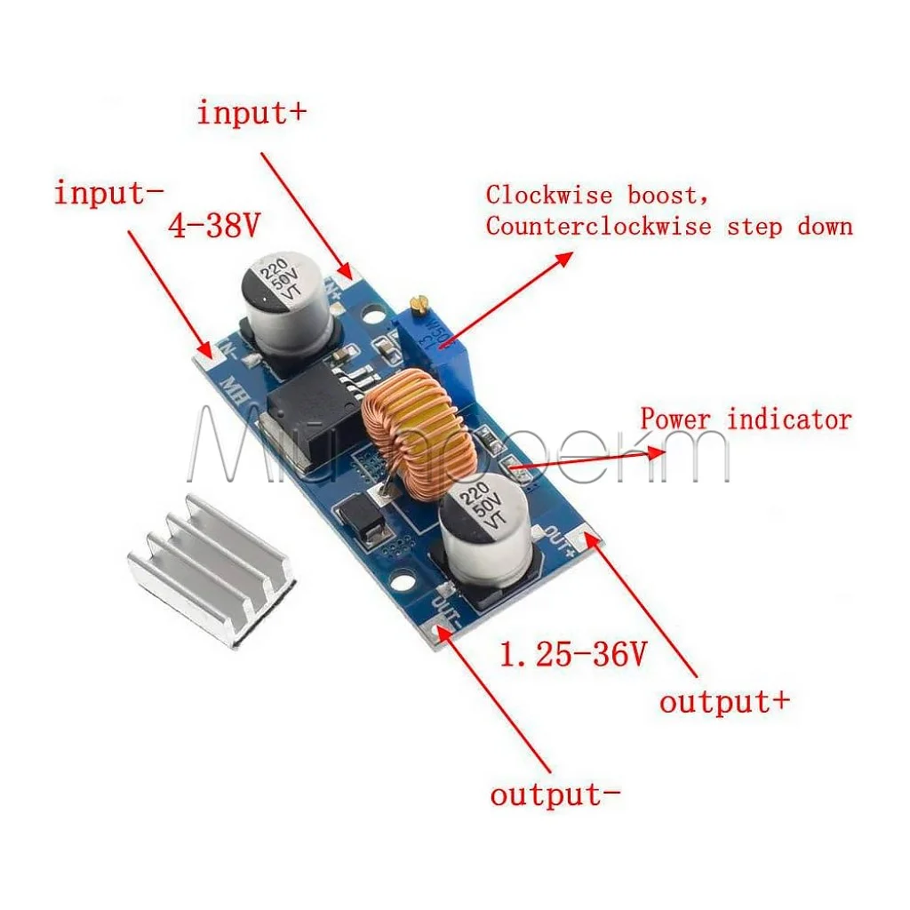XL4015 понижувальний модуль DC-DC (4-38V до 1.25-36V) 5А