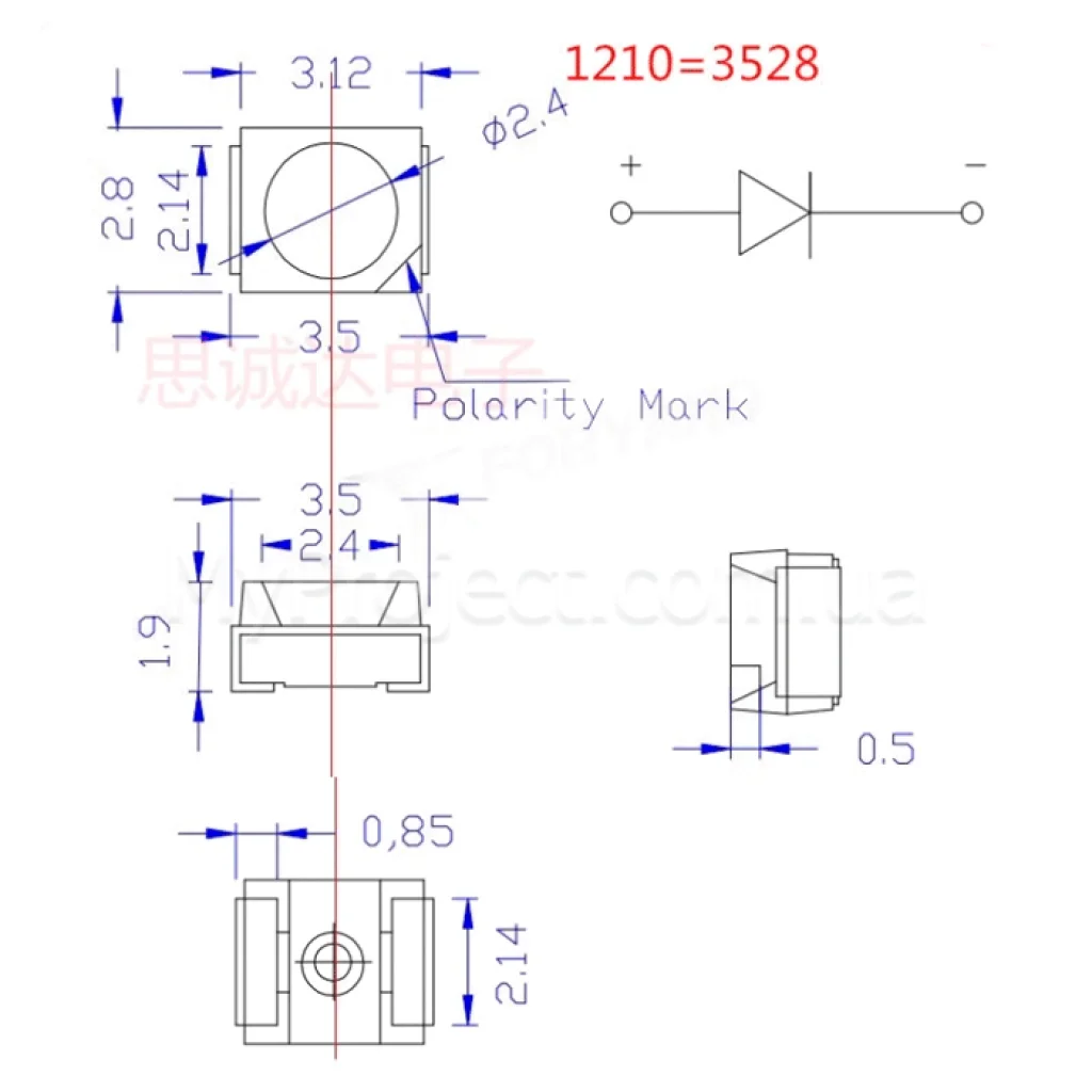 Светодиод SMD (0402, 0603, 1210) белый