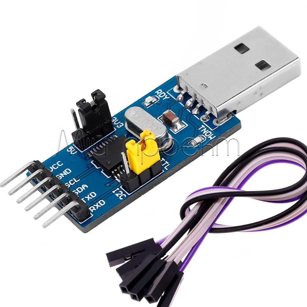 CH341T UART/I2C адаптер | 3.3V/5V, USB 2.0 ⚡ LED-статус