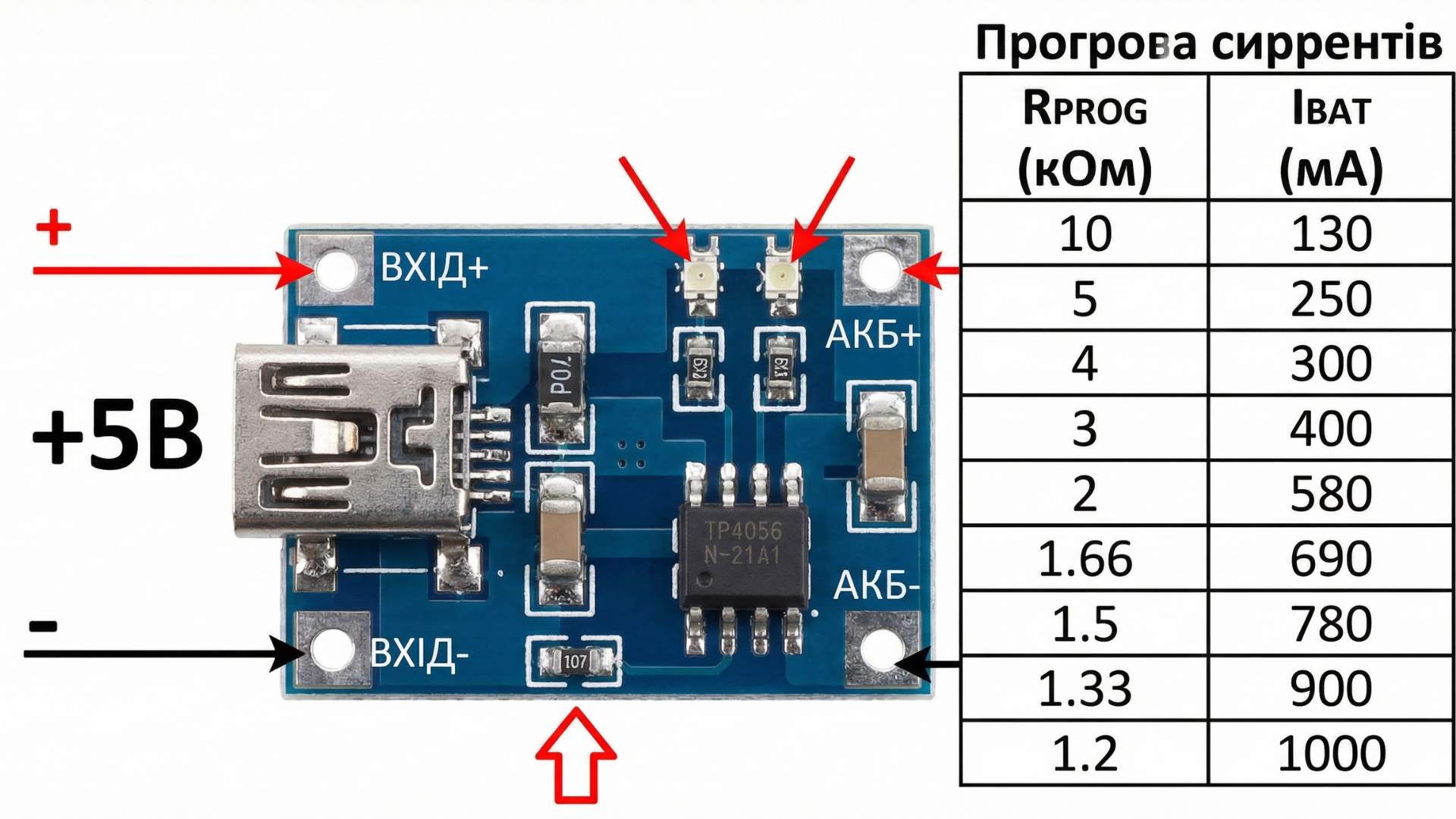 Схема TP4056 резистор R3