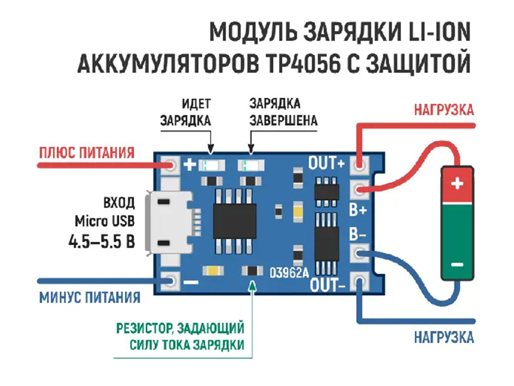 Схема підключення TP4056